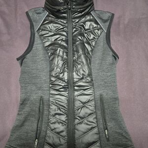 Women's Black and Gray Quilted Vest